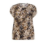 Kaffe Curve Plus-Size Women's Blouse Short Sleeves Boat Neck Casual Fit Blusas, Estampado De Leopardo, 46 ES/Talla Grande para Mujer