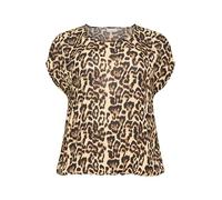 Kaffe Curve Plus-Size Women's Blouse Short Sleeves Boat Neck Casual Fit Blusas, Impresión de Leopardo Natural, 50 ES/Talla Grande para Mujer