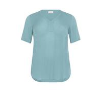 Kaffe Curve Plus-Size Women's Blouse V-Neck Short Sleeves Relaxed Fit Hip Length Blusas, Azul Verdoso, 48 Grande para Mujer