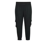 Kaffe Curve Plus-Size Women's Cargo Pants Chinos Elastic Waist Cropped Length Pantalones, Black Deep, 42/más Talla De Las Mujeres