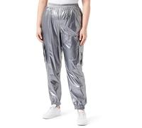 Kaffe Curve Plus-Size Women's Cargo Pants Elastic Waist Casual Fit Elastic Cuffs, Pantalones Cargo KCshenna De Las Mujeres, Dark Grey Metallic,