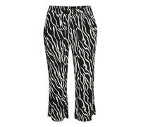 Kaffe Curve Plus-Size Women's Casual Pants Elastic Waist Printed Straight Legs Pantalones, Black/Antique Zebra Print, 42/más Talla De Las Mujeres