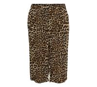 Kaffe Curve Plus Size Women's Culotte Pants Cropped Legs Elastic Waist Printed Pantalones, Classic Leopard, 48/más Talla De Las Mujeres