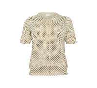 Kaffe Curve Plus Size Women's Pullover Short Sleeves Printed Round Neck Jersey, Feather Grey Mel/Black Dot, L Grande para Mujer