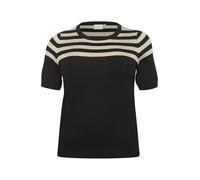 Kaffe Curve Plus Size Women's Pullover Short Sleeves Slim Fit Round Neck Jersey, Negro/Feather Gris Half Stripe, L Grande para Mujer