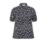 Kaffe Curve Plus Size Women's Shirt Short Sleeves Buttons Regular Fit Printed Camisa, Midnight Marine Lace Print, 52 Grande para Mujer