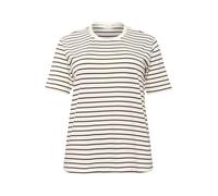 Kaffe Curve Plus Size Women's T-Shirt Crew Neck Half Sleeves Striped Jersey Camiseta, Ant. Raya Blanca y Fudge, XL además de su Talla para Mujer