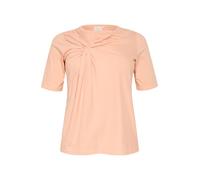 Kaffe Curve Plus Size Women's T-Shirt Knotted Round Neck Half Sleeve Regular Fit Camiseta, melocotón néctar, XL además de su Talla para Mujer
