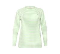 Kaffe Curve Plus-Size Women's T-Shirt Long Sleeves Striped Crew Neck Slim Fit Camiseta, Chalk/Green-Grey Heart, S además de su Talla para Mujer