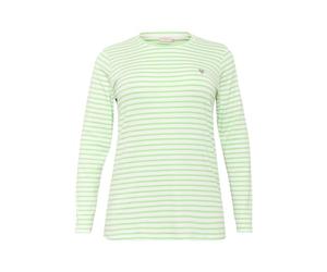 Kaffe Curve Plus-Size Women's T-Shirt Long Sleeves Striped Crew Neck Slim Fit Camiseta, Chalk/Green-Grey Heart, S además de su Talla para Mujer