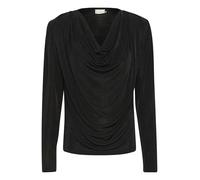 KAFFE Women's Blouse Jersey Cowl Neck Long Sleeves Drapings Hip Length Blusas, Negro Profundo, M para Mujer