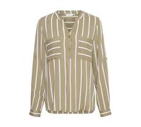 KAFFE Women's Blouse Striped V-Notch Neck Long Sleeves Regular Fit Chest Pockets Blusas, Green Sirena/Chalk Stripe, 34 para Mujer