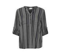 Kaffe Women's Blouse V-Notch Neck Long Sleeves Casual Fit Printed Chest Pockets Blusa, Black/Chalk Small Diamonds, 36 De Las Mujeres
