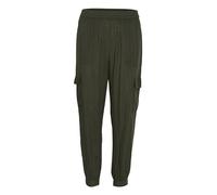 Kaffe Women's Cargo Pants Waist Cropped Length Regular Fit Elastic Cuffs Pantalones, Forest Night, 44 De Las Mujeres