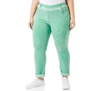 Kaffe Women's Casual Pants 3/4 Length Slim Fit Elastic Waist Folded Cuff Pantalones, Washed Green, L De Las Mujeres