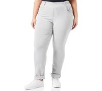 Kaffe Women's Casual Pants 3/4 Length Slim Fit Elastic Waist Folded Cuff Pantalones, Washed Grey, L De Las Mujeres