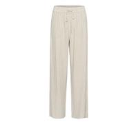 Kaffe Women's Casual Pants Elastic Waist Wide Legs Full-Length Pockets, Pantalones De Las Mujeres, Chinchilla/Chalk Stripe,