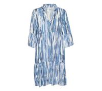 KAFFE Women's Dress Above Knee Length Loose Fit V-Notch Neck 3/4 Sleeves Vestido, Blue Abstract Print, 42 para Mujer