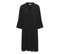 KAFFE Women's Dress V-Notch Neck A-Line Fit 3/4 Sleeves Knee Length Flared Tiers Vestido, Negro Profundo, 36 para Mujer