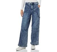 Kaffe Women's Jeans Regular Fit Flared Legs High-Waisted Cargo Pockets, Blue Denim, 46 De Las Mujeres