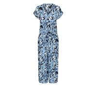 KAFFE Women's Jumpsuit Short Sleeves Cropped Legs Relaxed Fit V-Neck Belted Mono, Blue Graphic Flower, 46 para Mujer