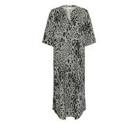 KAFFE Women's Kaftan Dress Half Sleeves Midi Length V-Notch Neck Regular Fit Vestido, Moonstruck/Black Animal, 46 para Mujer