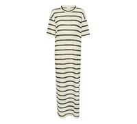 KAFFE Women's Maxi Dress Short Sleeves Round Neck Slits Striped Relaxed Fit Vestido, Turtledove/Black Stripe, L Mujeres