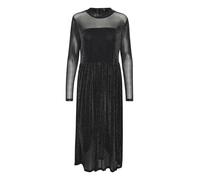 KAFFE Women's Midi Dress Long Sleeves Mesh Glitter Round Neck Fit and Flare Vestido, Negro Profundo, XXL para Mujer