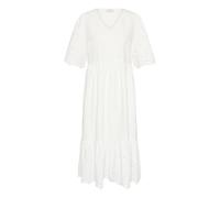 KAFFE Women's Midi Dress V-Neck Loose Fit Half Sleeves Broderie Anglaise Vestido, Chalk, 34 para Mujer