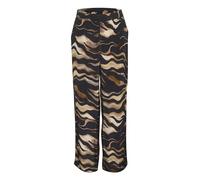 Kaffe Women's Pants High-Waisted Elastic Waistband Wide Legs Printed Casual Fit, Pantalones De Las Mujeres, Black/Brown Tiger Print,