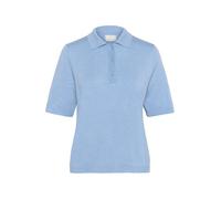 KAFFE Women's Polo Pullover Short Sleeves Regular Fit Light Knit Buttons Jersey, Vista Blue Melange, S para Mujer