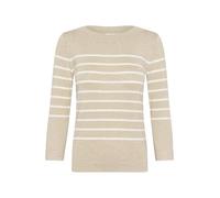 KAFFE Women's Pullover Boat Neck 3/4 Sleeves Slim Fit Soft Knit Jersey, Feather Grey Mel./Chalk Stripe, XXL para Mujer