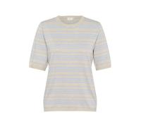 KAFFE Women's Pullover Crew Neck Short Sleeves Regular Fit Horizontal Stripes Jersey, Suave Chambray/Featherg. Raya, XL para Mujer