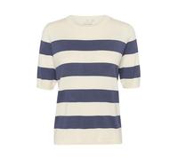 KAFFE Women's Pullover Crew Neck Short Sleeves Regular Fit Horizontal Stripes Suéter pulóver, Azul índigo/Blanco a Rayas audaces, XXL para Mujer
