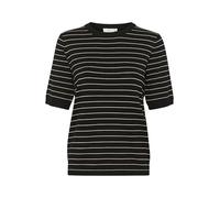 KAFFE Women's Pullover Crew Neck Short Sleeves Regular Fit Horizontal Stripes Suéter pulóver, Black/Feathergreymel. Estrecho, XXL para Mujer