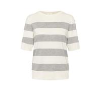 KAFFE Women's Pullover Crew Neck Short Sleeves Regular Fit Horizontal Suéter pulóver, Chalk/Greymel Bold Stripe, XXL para Mujer