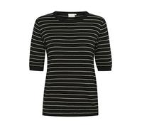 KAFFE Women's Pullover Crew Neck Short Sleeves Regular Fit Horizontal Suéter pulóver, Grey Mel./Chalk Narrow Stripe, XS para Mujer