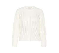 KAFFE Women's Pullover Round Neck Casual Fit Long Sleeves Hole Knit Cotton Blend Jersey, Chalk, XS para Mujer