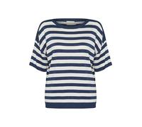 KAFFE Women's Pullover Striped Short Sleeves Round Neck Casual Fit Hip Length Jersey, Midnight/Chalk Stripe, L para Mujer