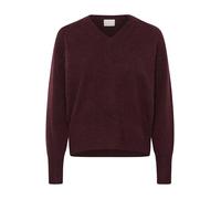 KAFFE Women's Pullover V-Neck Refular Fit Raglan Sleeves Hip Length Rib Edges Jersey, Windsor Wine Melange, XS para Mujer