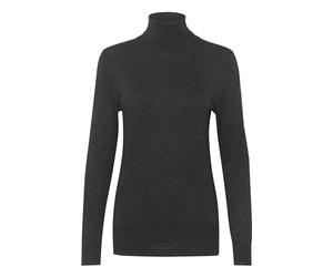 KAFFE Women's Rollneck T-Shirt Long Sleeves Slim Fit Hip Length Rib Edges Jersey, Gris Oscuro Melange, S para Mujer