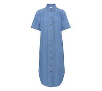 Kaffe Women's Shirt Dress Denim Short Sleeves A-Line Fit Pockets Midi Length Vestido, Cambray Azul Medio, 40 para Mujer