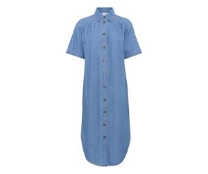 Kaffe Women's Shirt Dress Denim Short Sleeves A-Line Fit Pockets Midi Length Vestido, Cambray Azul Medio, 40 para Mujer
