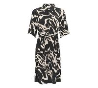 KAFFE Women's Shirt Dress Half Sleeves Buttons Belted Knee Length Regular Fit Vestido, Black/Nature Organic Lines, 44 para Mujer