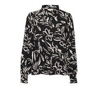 KAFFE Women's Shirt Printed Regular Fit Buttons Long Sleeves Smock Cuffs Camisa, Flor Pintada Negra/Arena, 38 para Mujer