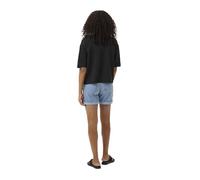 KAFFE Women's T-Shirt Half Sleeves Round Neck Boxy Fit Hip Length Jersey tee Camiseta, Negro Profundo, XS para Mujer