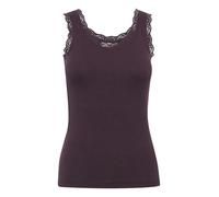 KAFFE Women's Tank Top Scoop Neck Lace Rib Jersey Slim Fit Hip Length, marrón, L para Mujer