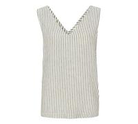 KAFFE Women's Tank Top V-Cuello Sleeveless Regular Fit Hip Length Wide Shoulders, Chalk/Black Stripe, 44 para Mujer