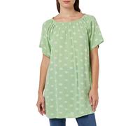 Kaffe Women's Tunic Round Neck Printed Short Sleeves Casual Fit Mid-Thigh Length, Sayo De Las Mujeres, Green/Chalk Flower,