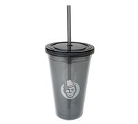 Kaffekapslen | Vaso de doble pared con pajita - Gris - 450 ml.